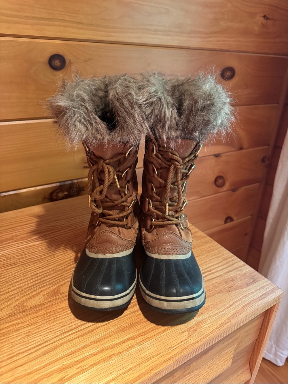 Sorel Brown and Black Fur-Trim Winter Boots